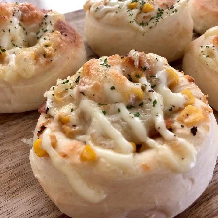 簡単 オニオンコーンハムマヨ惣菜パン レシピ 作り方 By あおいうみ 楽天レシピ